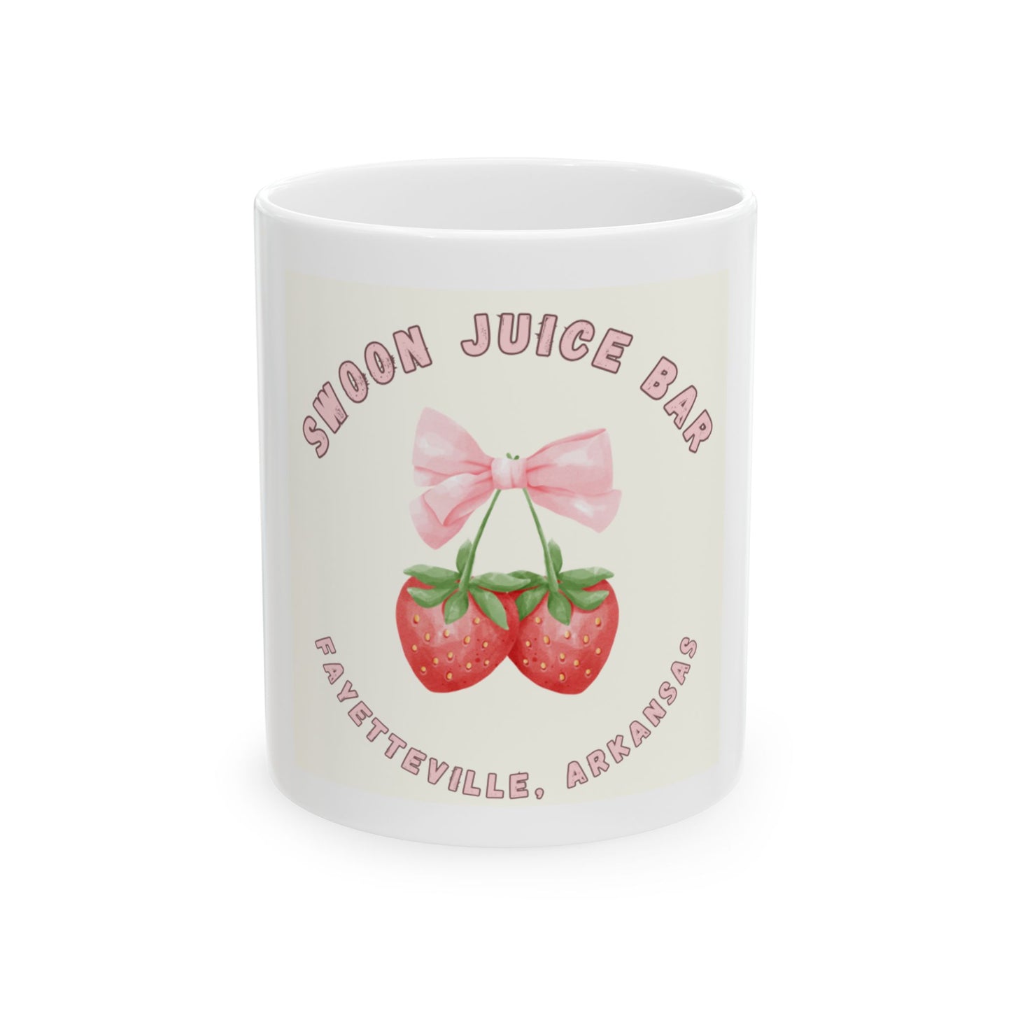 Swoon Juice Bar Strawberry Ceramic Mug - Cute Coffee Cup for Smoothie Lovers